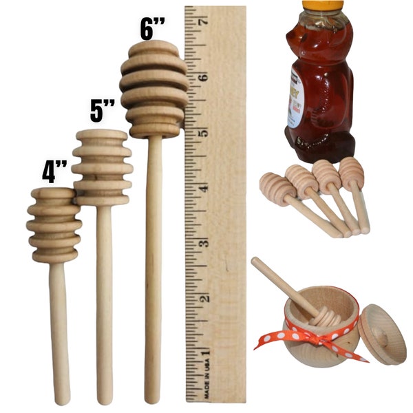 QTY 1- Wood Honey Dippers, Honey Wand, Wedding Honey Dippers, Mini Honey Dipper, Bulk Honey Dippers, Honey Favors, Bee Gifts, Various Sizes