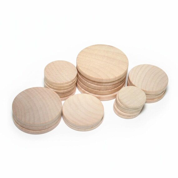 Various Wooden Round Circles Choose Your Size Circle Disc Wood Coins Wood Pendant Circle Magnets Wood Crafts Disc Cutouts