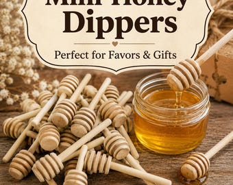 Bulk Wood Honey Dipper Wedding Favor Tea Party Gift Set Wand Kitchen Accessory Rustic Style Stick Personalized Bride Bee Drizzler- Set of 50