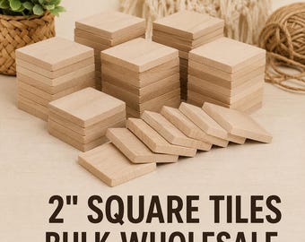 Bulk Wood Square Wooden Tile Craft Blank Jewelry Making Supply Set 2 Inch Wood Squares Game Piece Pendant Base Magnet Project Teacher