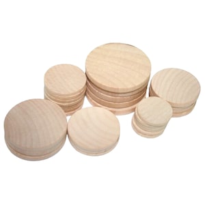 Set mit 25 verschiedenen runden Holzkreisen, wählen Sie Ihre Größe, Kreisscheibe, Holzmünzen, Holzanhänger, Kreismagnete, Holzhandwerk, Scheibenausschnitte