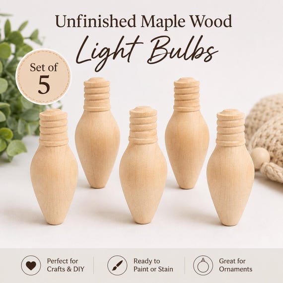 Wood Lightbulb Christmas Craft DIY Ornament Church Craft Rustic Wreath Decor Tree Ornament DIY Christmas Decor Handmade Light Bulbs