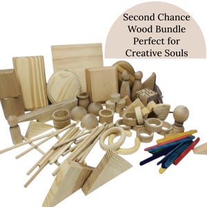 Wood Craft Supply Misfits Box DIY Project Wooden Treasure Kit Loose Part Material Natural Classroom Art Teacher Resource Creative Unfinished