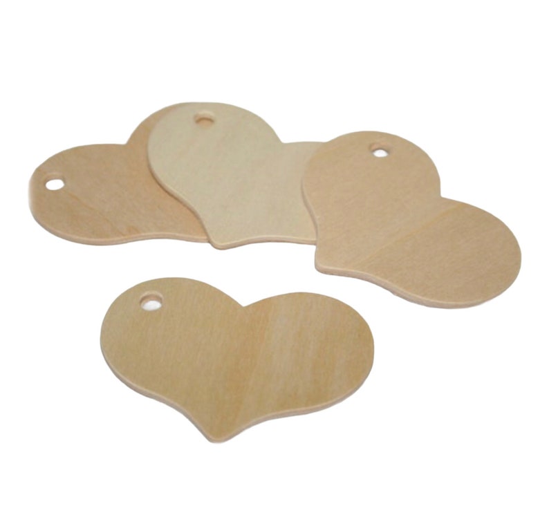 QTY 25 Wood Heart Tags, Choose 3-3/4 or 2-5/16 Sized Wood Heart Wedding Favor Tags, Wood Heart Gift Tags, Valentine Tags, Wood Shapes image 9