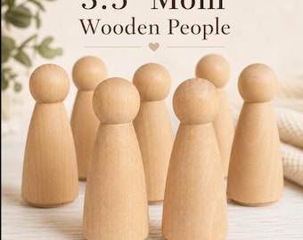 Bulk Wood People Mom Peg Dolls Natural Wood Material Craft Supply Wood Waldorf Toy Educational Kids Play Craft Family Cake Topper Set of 30