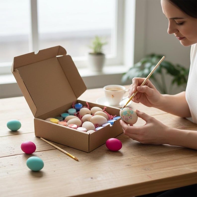 Easter Gift Basket Stuffer Wooden Egg Painting Kit Creative Child Activity Holiday Craft Project Sustainable Materials Reusable Decoration Educational Art Development Fine Motor Skills Eco Friendly Design Spring Celebration Family Tradition
