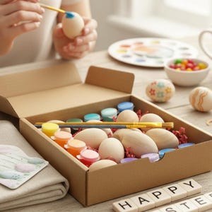 Easter Basket Stuffer Creative Kit Wooden Egg Painting Activity Children Holiday Gift Educational Art Project Sustainable Design Reusable Easter Eggs Eco Friendly Materials Kids Craft Supplies Artistic Development Spring Celebration Family