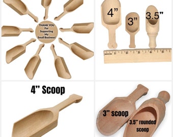 QTY 1- Wooden Scoops, Sensory Scoop, Candy Scoop, Bath Salt Scoop, Wedding Shower Favor, Wooden Utensils, Mini Wood Scoop, Pretend Play