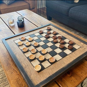 QTY 26 Checkers Game Pieces Walnut and Clear Coat, 1-1/4 Wide Checkers Game, Game Pieces, Wood Game Pieces, Backgammon, Stocking Stuffer image 2