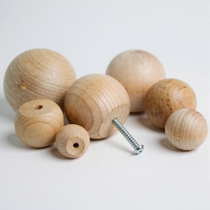 Wood Knob Unfinished Sphere Blank Doll Head Piece Craft Supply Wooden Drawer Cabinet Hardware Dresser Handle Round Furniture Ball Pull
