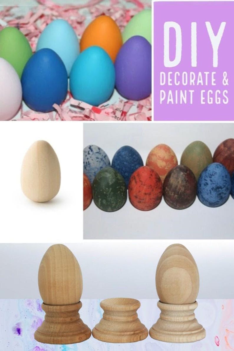Houten paasei schilderij kit kind ambacht project idee decoratie hout materiaal natuurlijk speelgoed keuken spelen alsof eten mand vulmiddel cadeau afbeelding 11