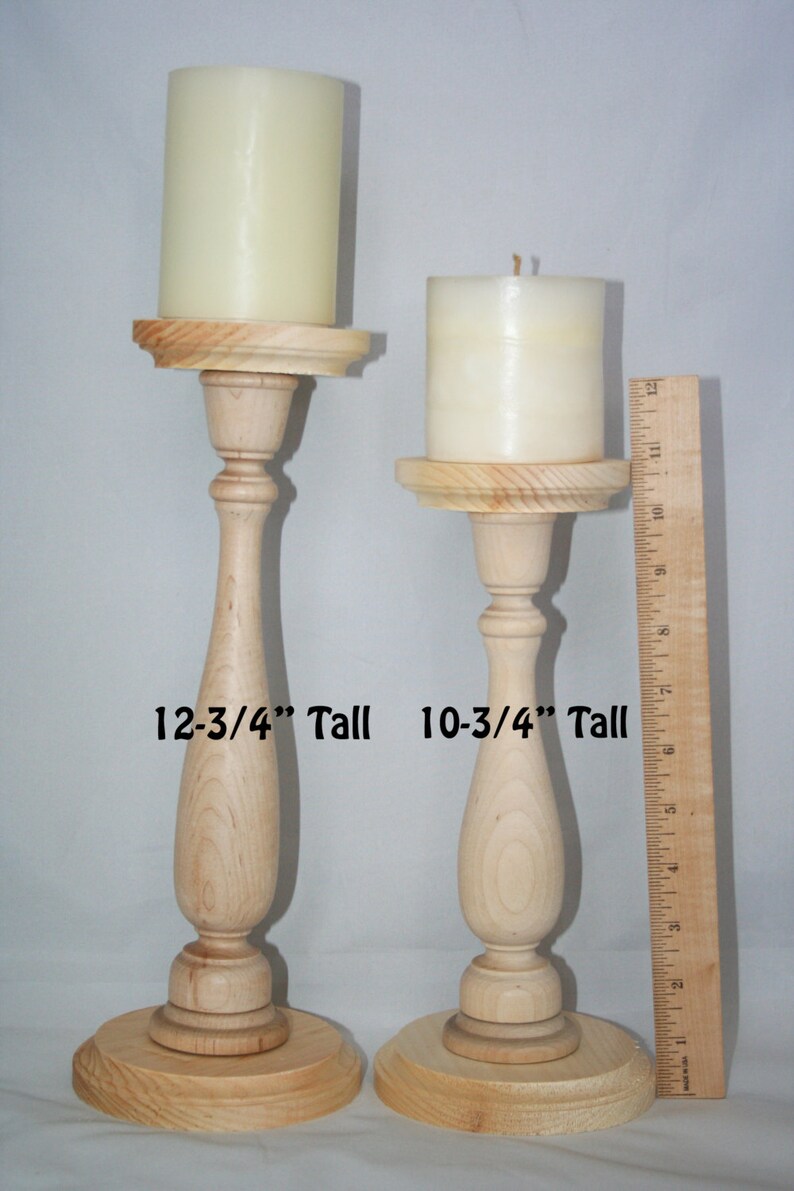 Unfinished Wood Pillar Candlestick Holders DIY Wedding Etsy