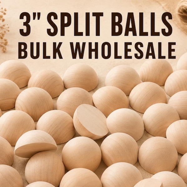 Bulk Split Ball Halves Craft Supply Wooden Bead Wreath Making Door Ball Half Maple Split Cut Circle Kids Project DIY Round Mirror Repurpose