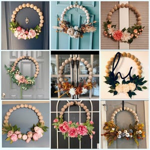 Ghirlanda in legno, cerchio vuoto, decorazione da appendere a parete o alla porta, anello per progetti fai da te, base non rifinita, grande cerchio in legno MDF da 16 pollici immagine 9
