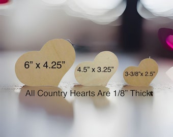 QTY 10- Various Sized Country Hearts, Wedding Hearts, Heart Guest Book, Wood Shaped Heart, Wood Heart Sign,Large Wood Heart Decor Wood Heart