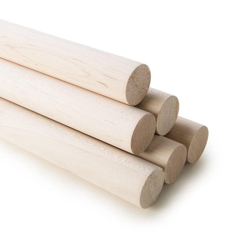 1.5 Inch Maple Wood Dowel Rod Thick Wood Pole Flag Stick DIY Craft Wood Peg Hardwood Cylinder Solid Curtain Rod Wood Dowel Home Decor image 6