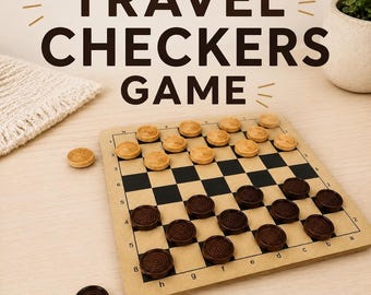 Travel Checkers Game Board Portable Checker Pieces Wooden Walnut Chess Game Adult Entertainment Airplane Activity Kids Games Strategy Fun