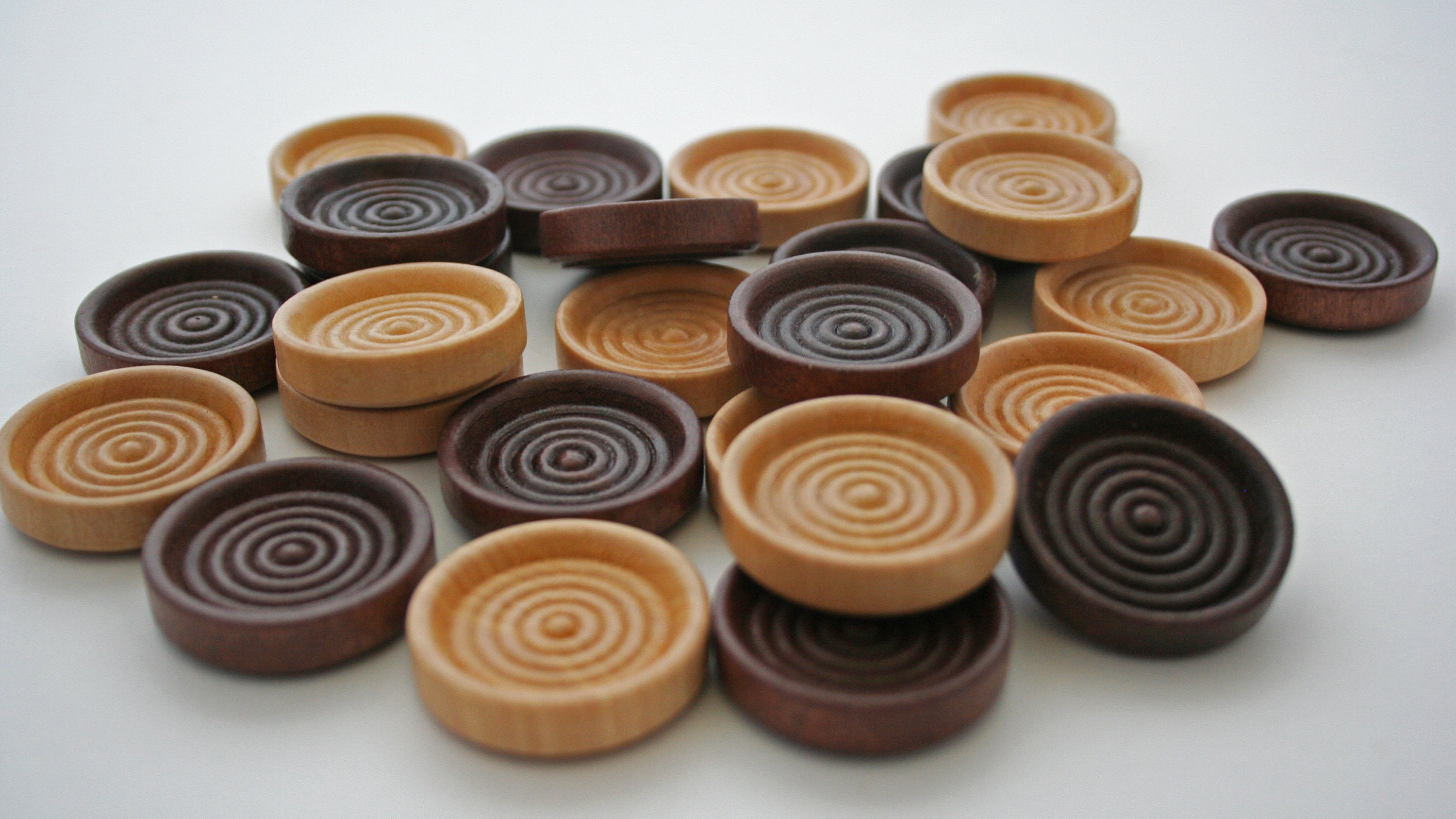 Walnut or Natural Wood Checkers Game Pieces 11/4 Wide Etsy