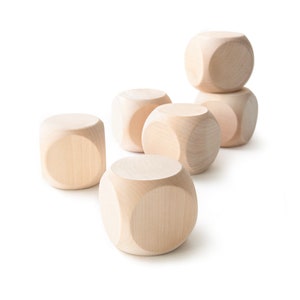 Block Cubes Wood Dice Blank Wood Dice Cube Rounded Corner Game Dice Kids Dice Educational Montessori Toys DIY Craft Game Pieces