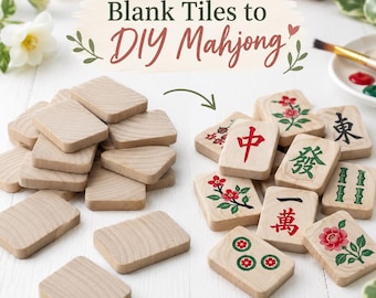 Unfinished Mahjong Set of 50  Blank Wood Rectangle Wood Jewelry Making Component Craft Blank Rounded Edge Thin Cutout Small Wood Game Tiles