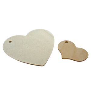 QTY 25 Wood Heart Tags, Choose 3-3/4 or 2-5/16 Sized Wood Heart Wedding Favor Tags, Wood Heart Gift Tags, Valentine Tags, Wood Shapes image 7