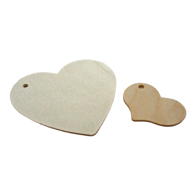 QTY 25 Wood Heart Tags, Choose 3-3/4 or 2-5/16 Sized Wood Heart Wedding Favor Tags, Wood Heart Gift Tags, Valentine Tags, Wood Shapes image 7