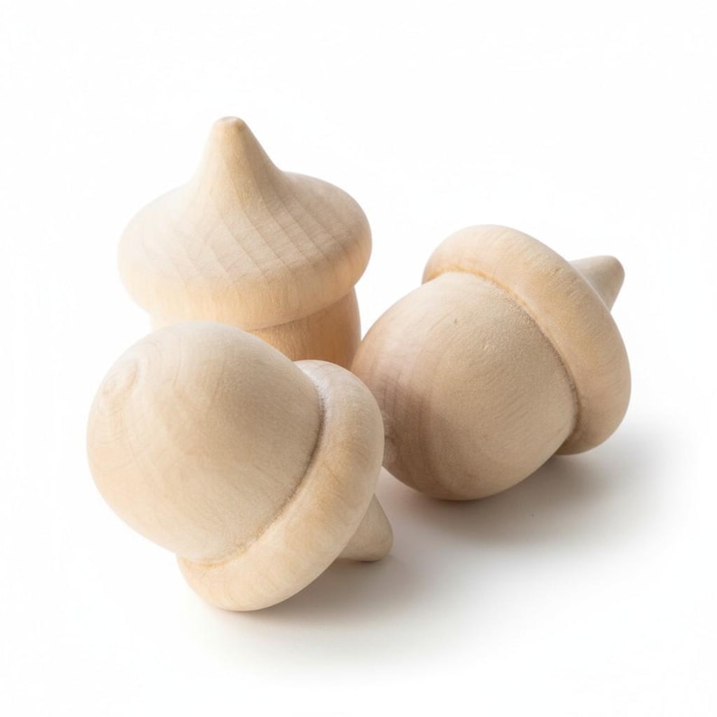 Unfinished Wooden Acorns Natural Material Craft Supplies DIY Project Materials Smooth Texture Ready For Customization Fall Decorations Waldorf Toys Montessori Activities Sensory Play Counting Games Educational Resource Creative Play