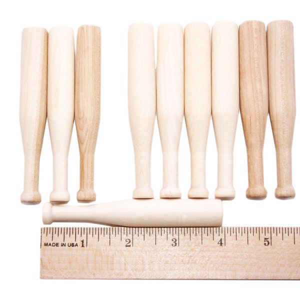 QTY 1- Baseball Bats 4" long x 5/16" thick, Party Favor Bat, Tiny Bat, Mini Wood Bat, Small Baseball Bat, Baseball Favor, Mini Bat, Dad Gift