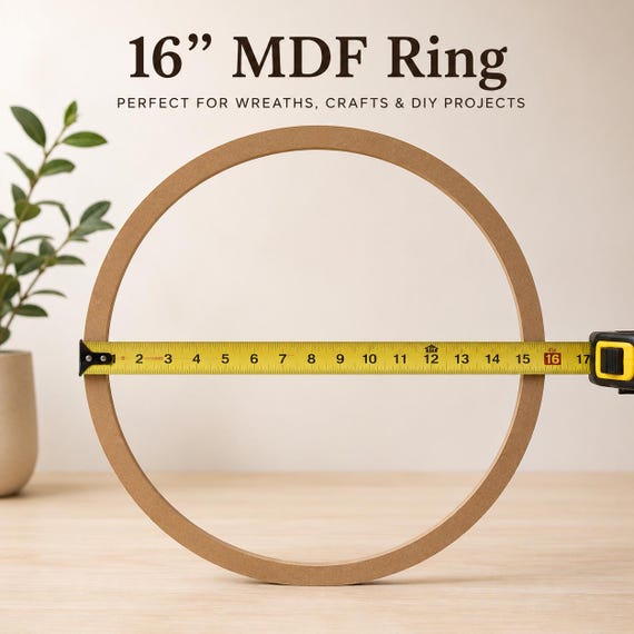 Wooden Wreath Blank Circle Frame Wall Hanging Door Decoration Ring Craft Project Supply Diy Base Unfinished Hoop Large Round Wood Mdf 16"