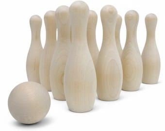ミニチュア ボーリングセット 木製玩具 卓上ボーリングピンキット 天然