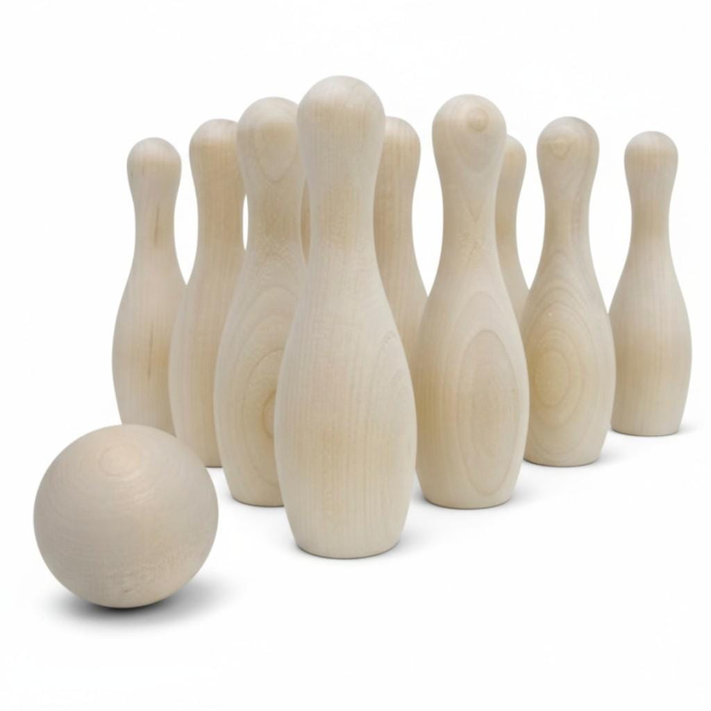 ヴィンテージ木製ボーリングセット ミニチュア ボーリングセット 木製玩具 卓上ボーリングピンキット 天然