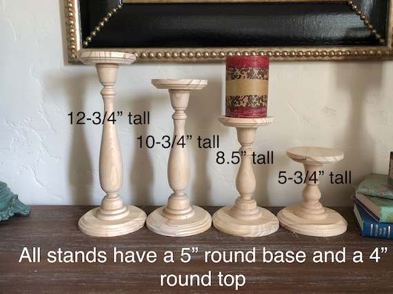 1 Pillar Candlestick Holders Natural Wood Diy Wedding Etsy