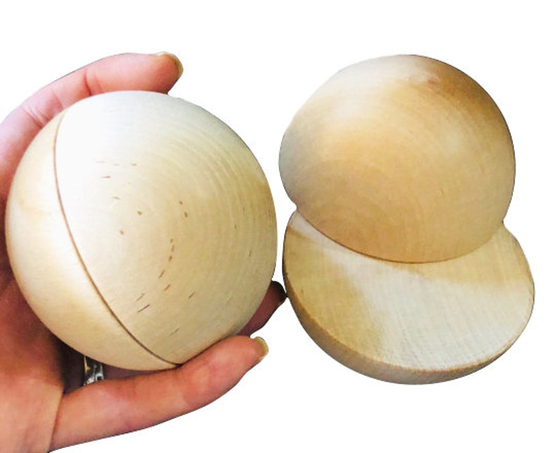 10 Wood Half Split Balls Choose Your SizeDoor WreathDome Etsy