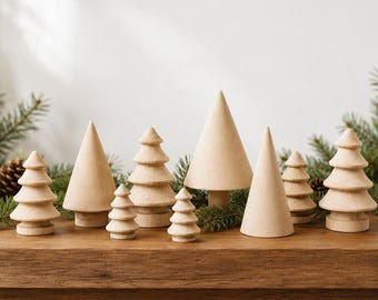 Paintable Wood Christmas Trees Decor Unfinished Miniature Craft Supply DIY Holiday Ornament Kids Family Christmas Craft Church Activity Tree
