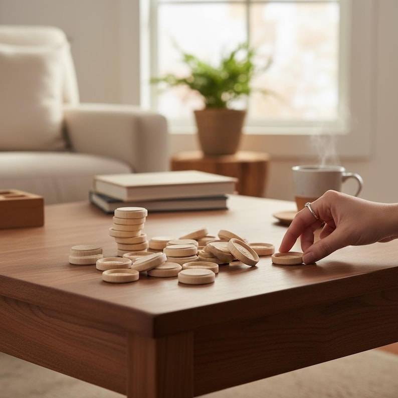 Bulk Wood Checker Pieces Stackable Checkers DIY Game Pieces Classic ...