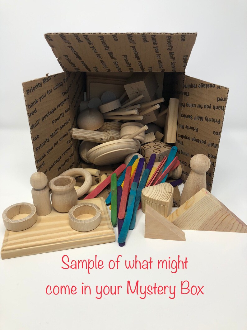 Wooden Mystery Box Loose Parts Mystery Grab Box DIY Wood Etsy