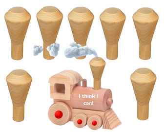 QTY 10- 3.25" Wood Smokestack, Toy Parts, Train Parts, Push and Pull Toys, Wood Toy Parts, Train Smokestack, Woodworking