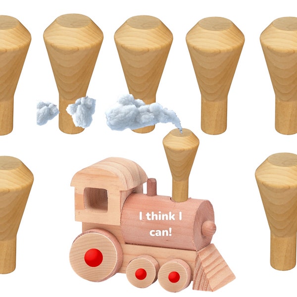 QTY 10- 3.25" Wood Smokestack, Toy Parts, Train Parts, Push and Pull Toys, Wood Toy Parts, Train Smokestack, Woodworking