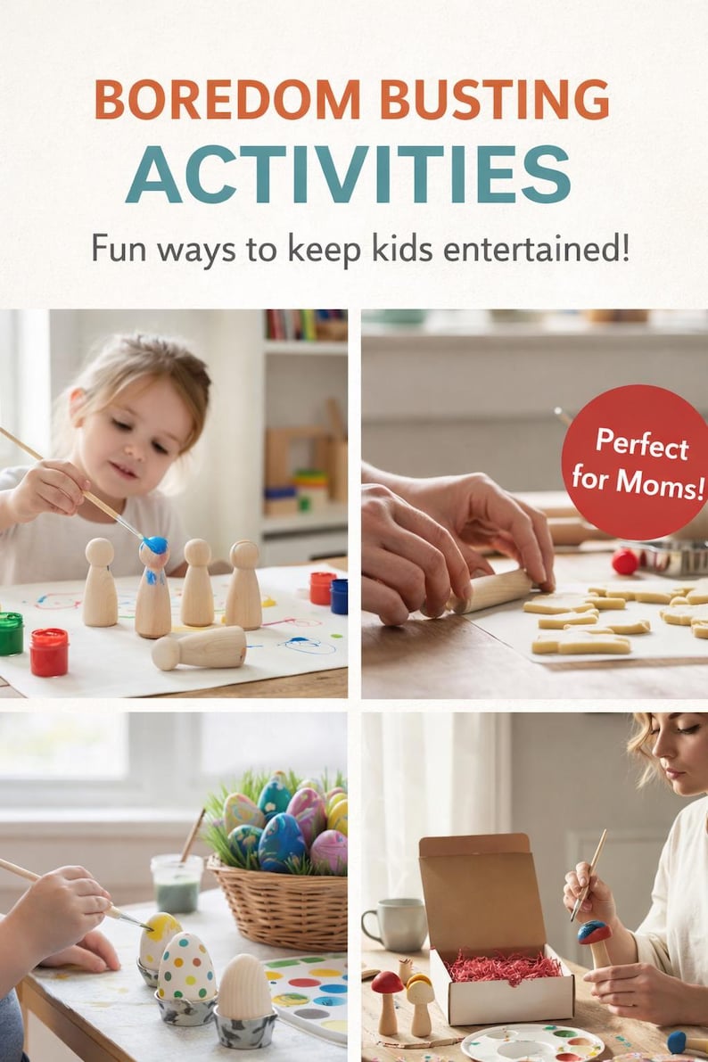 DIY Craft Kit Painting Wooden Egg Decorating Activity Child Art Project Creative Kid Gift Eco Friendly Sustainable Birthday Gift Unisex image 20