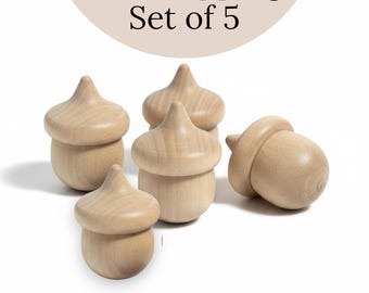 Unfinished Wooden Acorn Fall Craft Supply Kit Natural Material Waldorf Toy Montessori Activity Sensory Play Counting Game Autumn Decoration