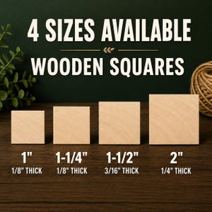 Wood Square Blank Craft Stamping Block Jewelry Making Component Wood Tile 1 Inch Wood Squares 2 Inch Maple Game Token Wedding Set of 25