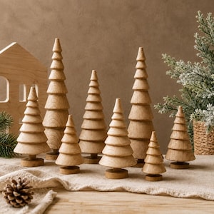 Houten bomen Kerstboom Pijnboom Poppenhuis Boom Onafgewerkte houten boom Grote houten boom Kleine boom Natuurlijk hout Vakantie Decoratie schoorsteenmantel