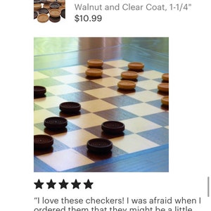 QTY 26 Checkers Game Pieces Walnut and Clear Coat, 1-1/4 Wide Checkers Game, Game Pieces, Wood Game Pieces, Backgammon, Stocking Stuffer image 9