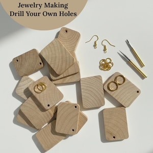 Lot de 25 carreaux en bois brut rectangulaires en bois, matériau naturel, pendentif rustique, petite découpe carrée, enseignant