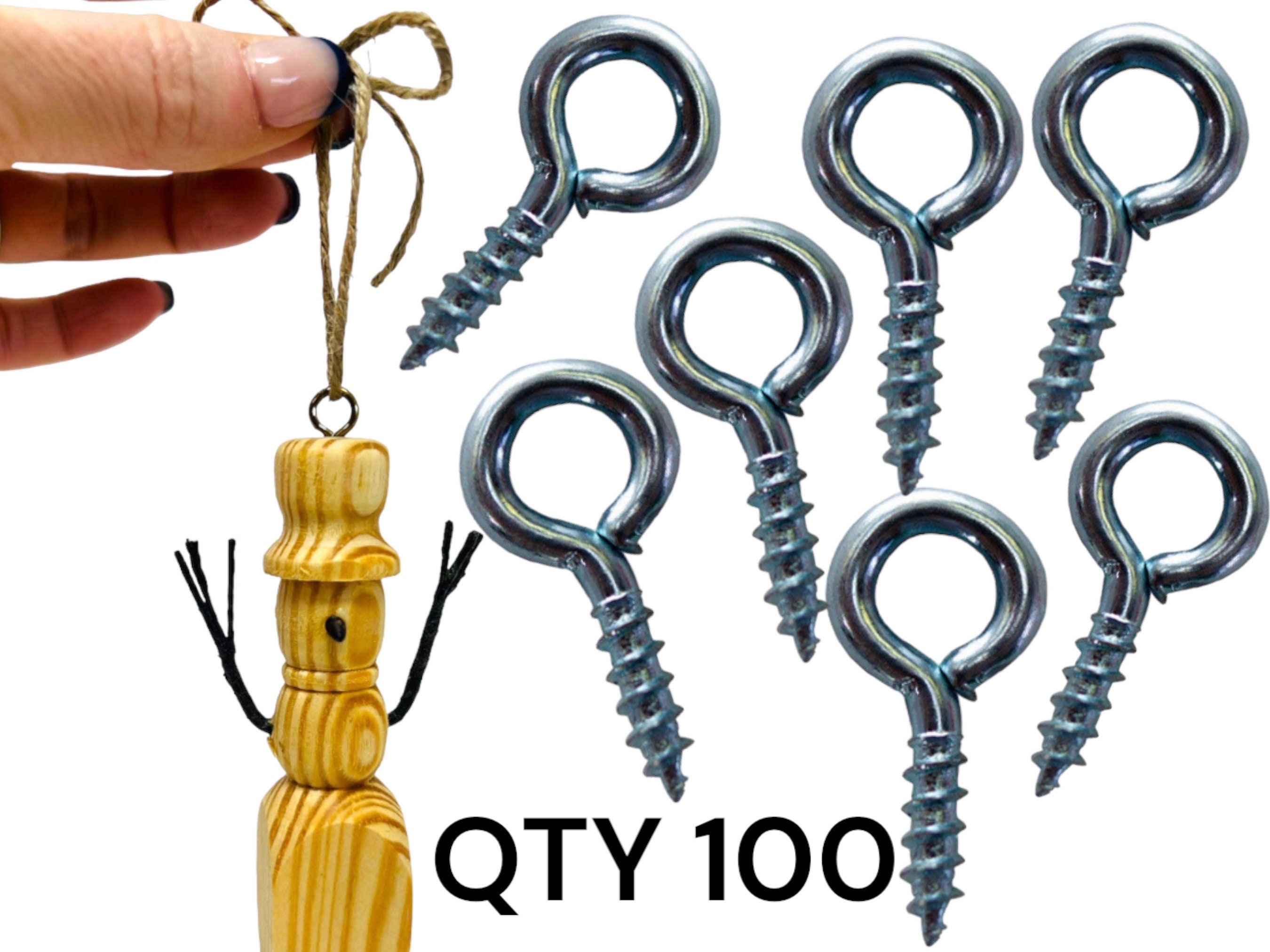 QTY 100 9/16 Screw Eyes, Screw Eye Hooks, Eye Bails, Wholesale Eyelets,  Silver Screws, Silver Eyelets, Craft Supplies 