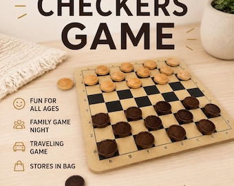 Travel Checkers Game Board Portable Checker Pieces Wooden Walnut Chess Game Adult Entertainment Airplane Activity Kids Games Strategy Fun