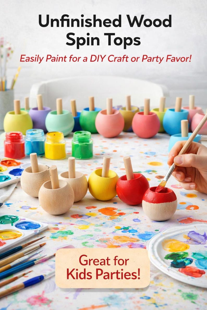 Wooden Spin Top Traditional Toy Montessori Play Sensory Item Birthday Gift Stocking Stuffer Party Favor Handcrafted Wood Maple Material image 5