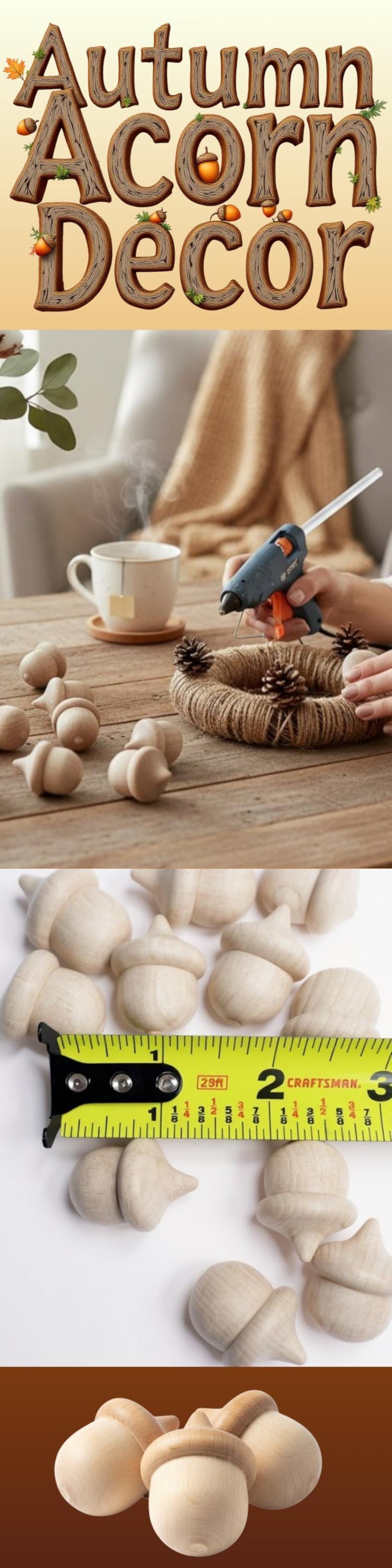 Kit di 5 pezzi per lavoretti autunnali con ghiande in legno, materiale naturale, giocattolo Waldorf Montessori, attività sensoriale, gioco di conteggio, decorazione autunnale. immagine 20