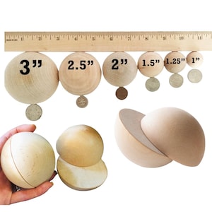 QTY 10 Wood Half Split Balls, Choose Your Size, Door Wreath, Dome Ball, Ball Half, Ball Split, Half Ball, Wooden Shapes, Round Split Ball image 1