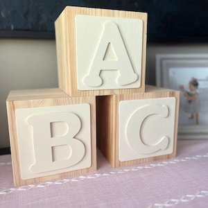 6" Wood Baby Blocks – Personalized Alphabet Name Blocks – Baby Shower Centerpiece – Large Decorative Baby Blocks –Customizable Nursery Decor